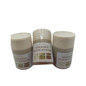 Stackable Plastic Storage Containers 3-Pack  Multi-Color Set